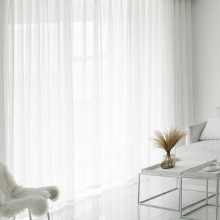 Clarté Ivoire Blanc Rayé Rideaux Voile Transparent 5
