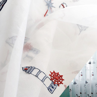 Ahoy Brodé Marine Voile Légère Rideau 5