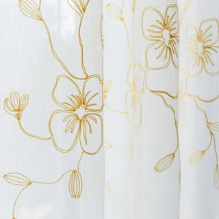 Buttercup Gold Brodé Voile Transparent Rideaux 3