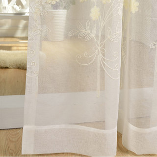 Flower Banquet Blanc Brodé 3D Voile Rideau 2