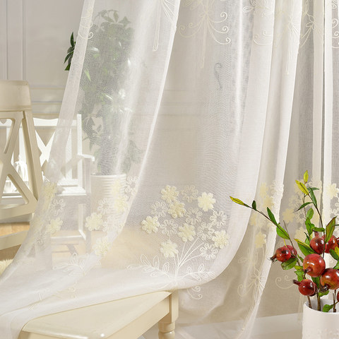 Flower Banquet Blanc Brodé 3D Voile Rideau 1