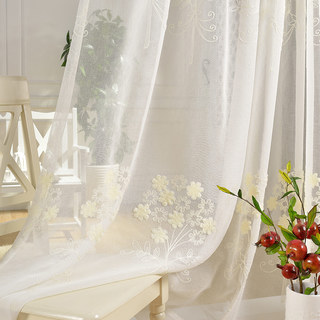 Flower Banquet Blanc Brodé 3D Voile Rideau 1