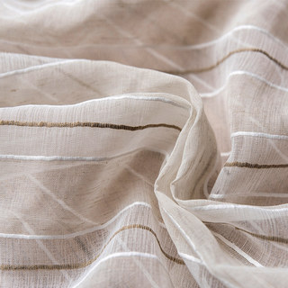 French Vintage Texturé Triple Rayé Ivoire Lin Voile Rideau 4