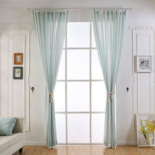 Sunnyside Rideaux Voile Bleu et Blanc Rayés en Lin de Luxe 5