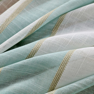 Sunnyside Rideaux Voile Bleu et Blanc Rayés en Lin de Luxe 6