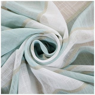 Sunnyside Rideaux Voile Bleu et Blanc Rayés en Lin de Luxe 4