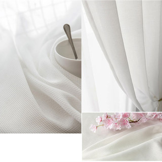 Rideau Voile Blanc Semi-Transparent Texturé Effet Écailles de Sirène 5
