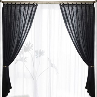 Une Touche de Soleil Voilage Semi-Transparent Noir Lourd Rideau en Tulle 4