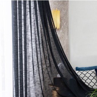 Une Touche de Soleil Voilage Semi-Transparent Noir Lourd Rideau en Tulle 2