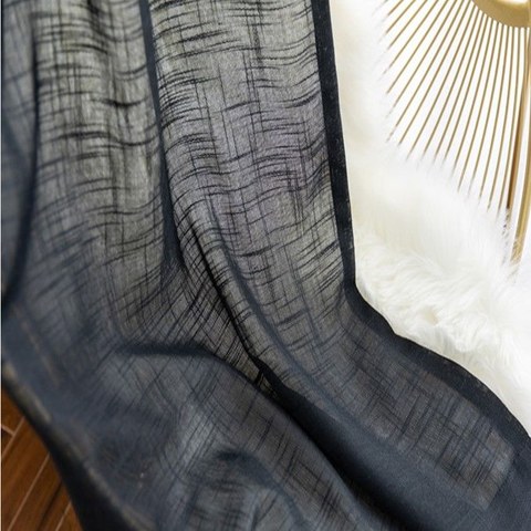 Une Touche de Soleil Voilage Semi-Transparent Noir Lourd Rideau en Tulle 1