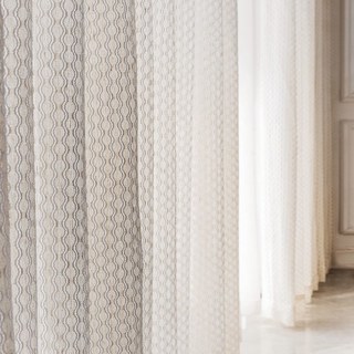 Onde Magique Tissé Coton Mélange Voile Treillis Lourd Rideau
