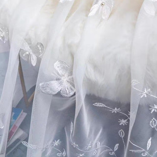 Gracieuse Rideau en Voile Blanc Brodé de Perles de Verre Papillon 5
