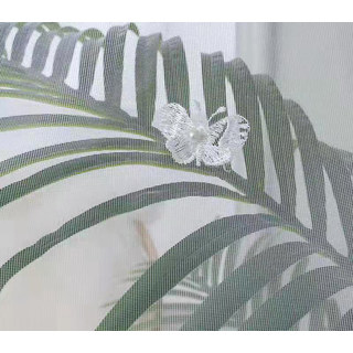 Gracieuse Rideau en Voile Blanc Brodé de Perles de Verre Papillon 6