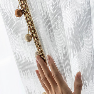 Bohemian Chic Zigzag Ivoire Blanc Rideau Voile 5