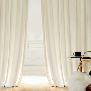 Rideaux en velours blanc cassé, crème fouettée 5