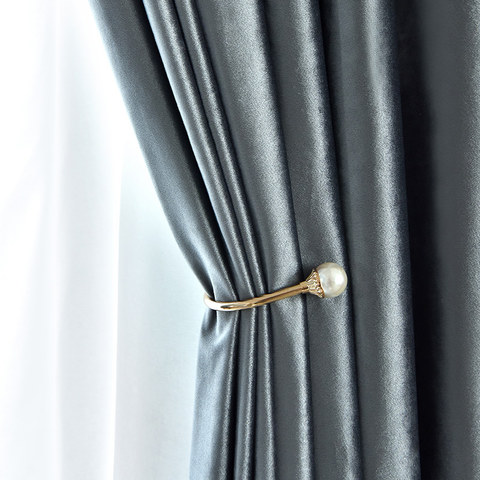 Rideaux de velours bleu gris métallisé de luxe 1