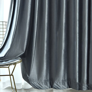 Rideaux de velours bleu gris métallisé de luxe 7