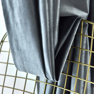 Rideaux de velours bleu gris métallisé de luxe 4
