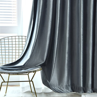 Rideaux de velours bleu gris métallisé de luxe 6