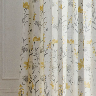 Faire entrer le jardin à l'intérieur Rideau de style jute floral crème jaune