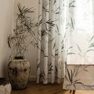 Faire entrer le jardin à l'intérieur Rideau de style Jute floral en Bambou Gris Clair 4