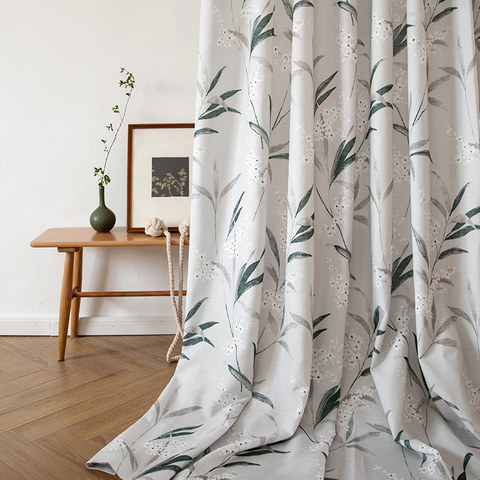 Faire entrer le jardin à l'intérieur Rideau de style Jute floral en Bambou Gris Clair 1