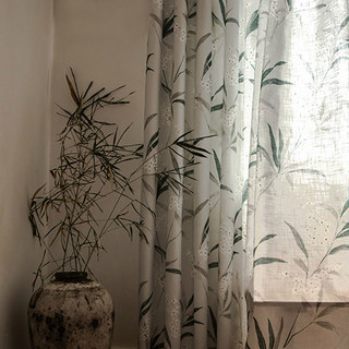 Faire entrer le jardin à l'intérieur Rideau de style Jute floral en Bambou Gris Clair 5