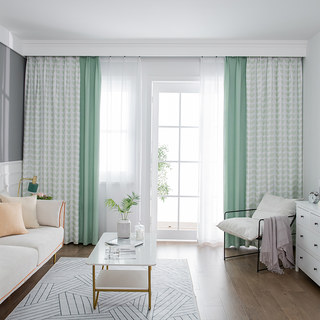 Ambiance chaleureuse Rideau léger à motifs de feuilles vert menthe style Mid-Century Modern 6