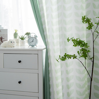 Ambiance chaleureuse Rideau léger à motifs de feuilles vert menthe style Mid-Century Modern 8