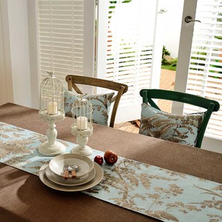 French Campagne Rétro Bleu et Marron Pie Bâillon Fougère Rideau Floral 10