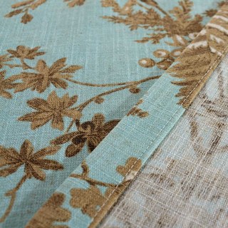French Campagne Rétro Bleu et Marron Pie Bâillon Fougère Rideau Floral 6