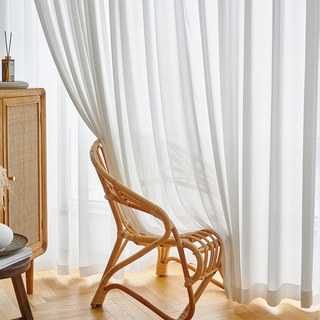 Rayures fines Blanc Voile froissé Rideau transparent 7
