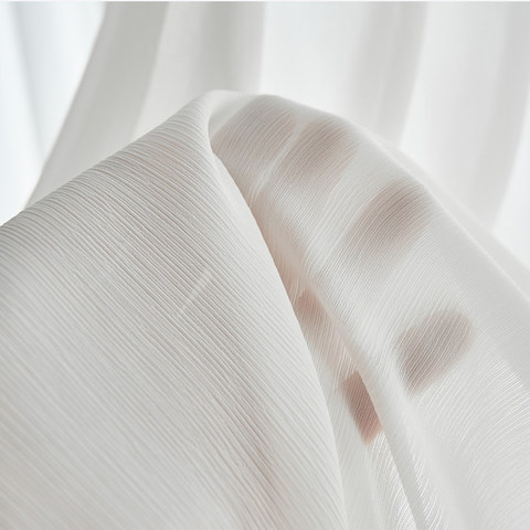 Rayures fines Blanc Voile froissé Rideau transparent 1