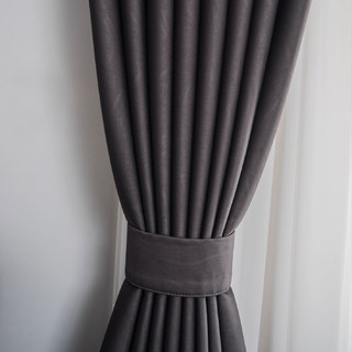Ondulations Douces Super Épais Rideau Bicolore Gris Foncé 100% Anti-Lumière 8