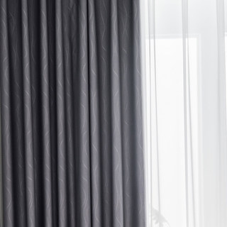 Ondulations Douces Super Épais Gris Clair Rideau 100% Anti-Lumière 6