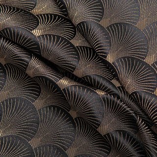 La Couronne des Années Folles, Rideau de Luxe Motif Coquillage Art Déco Noir & Or 4