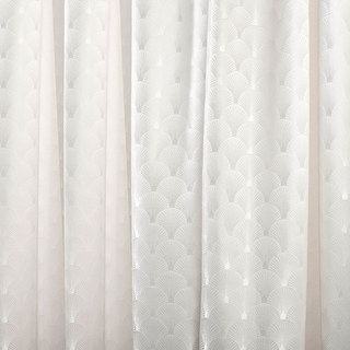La Couronne des Années Folles, Rideau Ivoire Crème à Motifs Coquillages Art Déco de Luxe 4