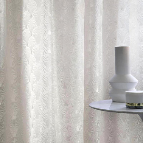 La Couronne des Années Folles, Rideau Ivoire Crème à Motifs Coquillages Art Déco de Luxe 1