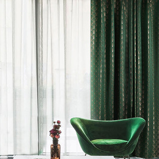 La Somptueuse Année Vingt Luxe Art Déco Coquillage Motif Vert Foncé & Or Rideau