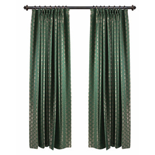 La Somptueuse Année Vingt Luxe Art Déco Coquillage Motif Vert Foncé & Or Rideau 2