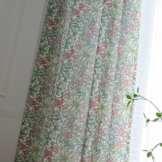 William Morris Vert Floral Jute Style Rideau 8