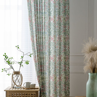 William Morris Vert Floral Jute Style Rideau 5