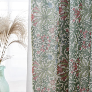William Morris Vert Floral Jute Style Rideau 4