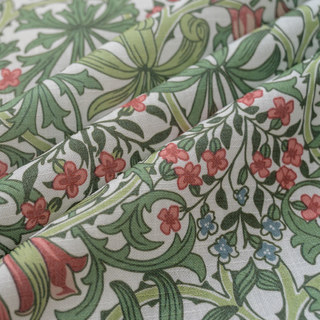 William Morris Vert Floral Jute Style Rideau