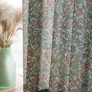 William Morris Vert Floral Jute Style Rideau 2