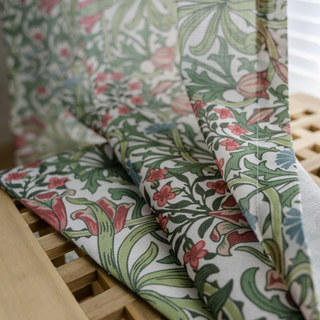 William Morris Vert Floral Jute Style Rideau 7