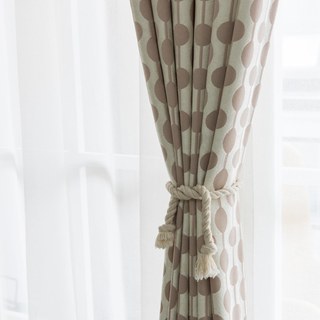 Lignes Perlées Brun Clair Pois et Rayures Rideau Chenille 9