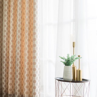 Lignes Perlées Brun Clair Pois et Rayures Rideau Chenille 5