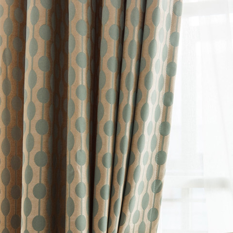 Lignes Perlées Pastel Vert Pois et Rayures Rideau Chenille 1