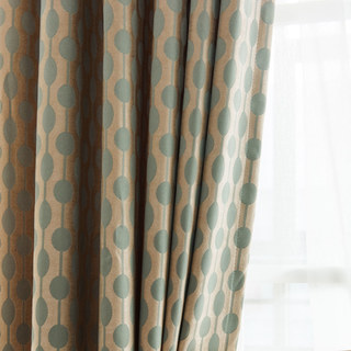 Lignes Perlées Pastel Vert Pois et Rayures Rideau Chenille 1